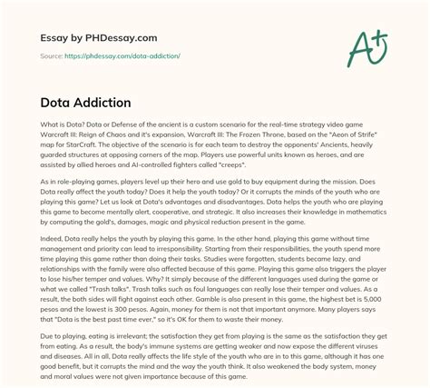 Dota Addiction Thesis .